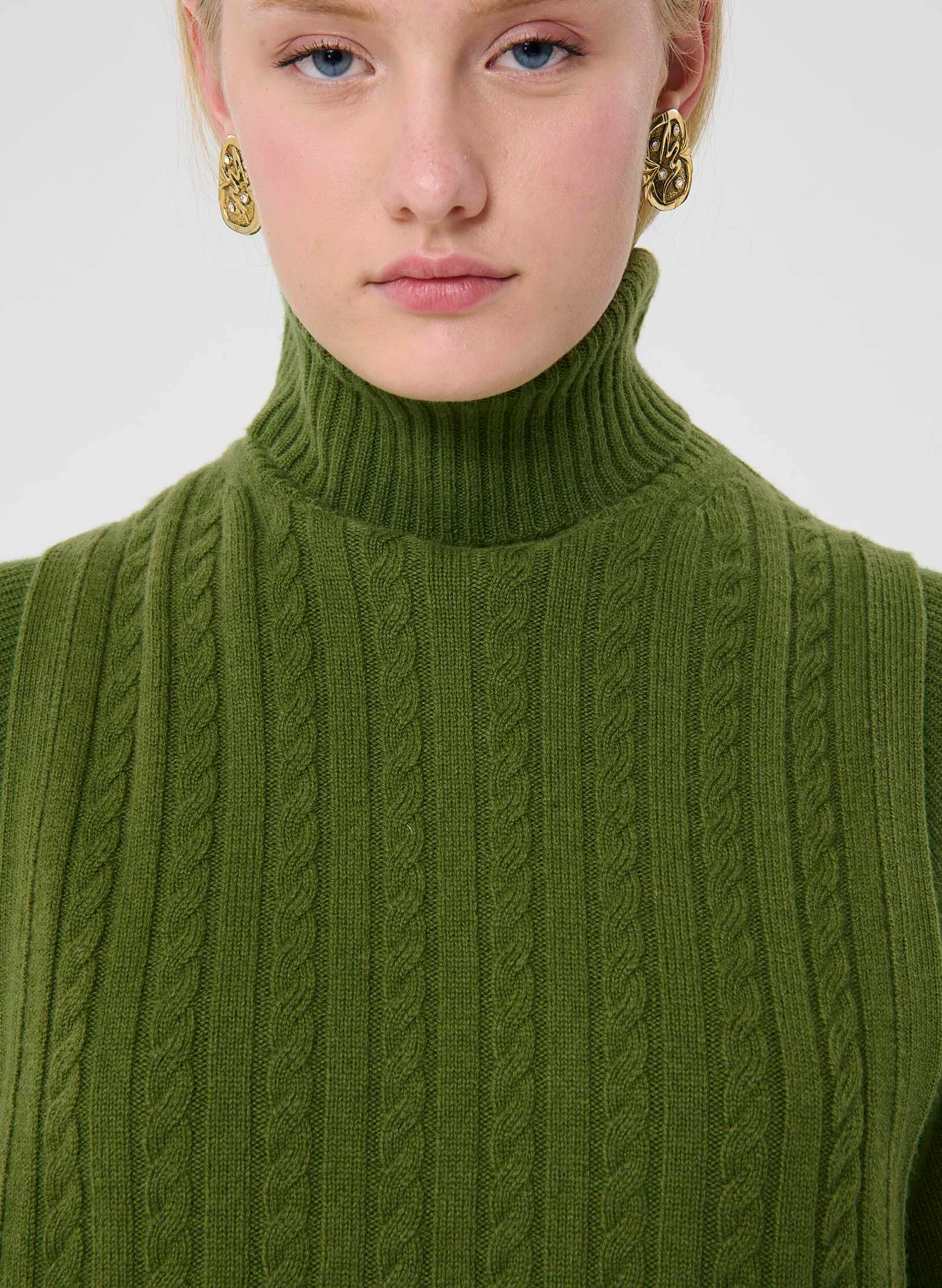 ANGÈLE -Plastron col roulé en laine | Vert