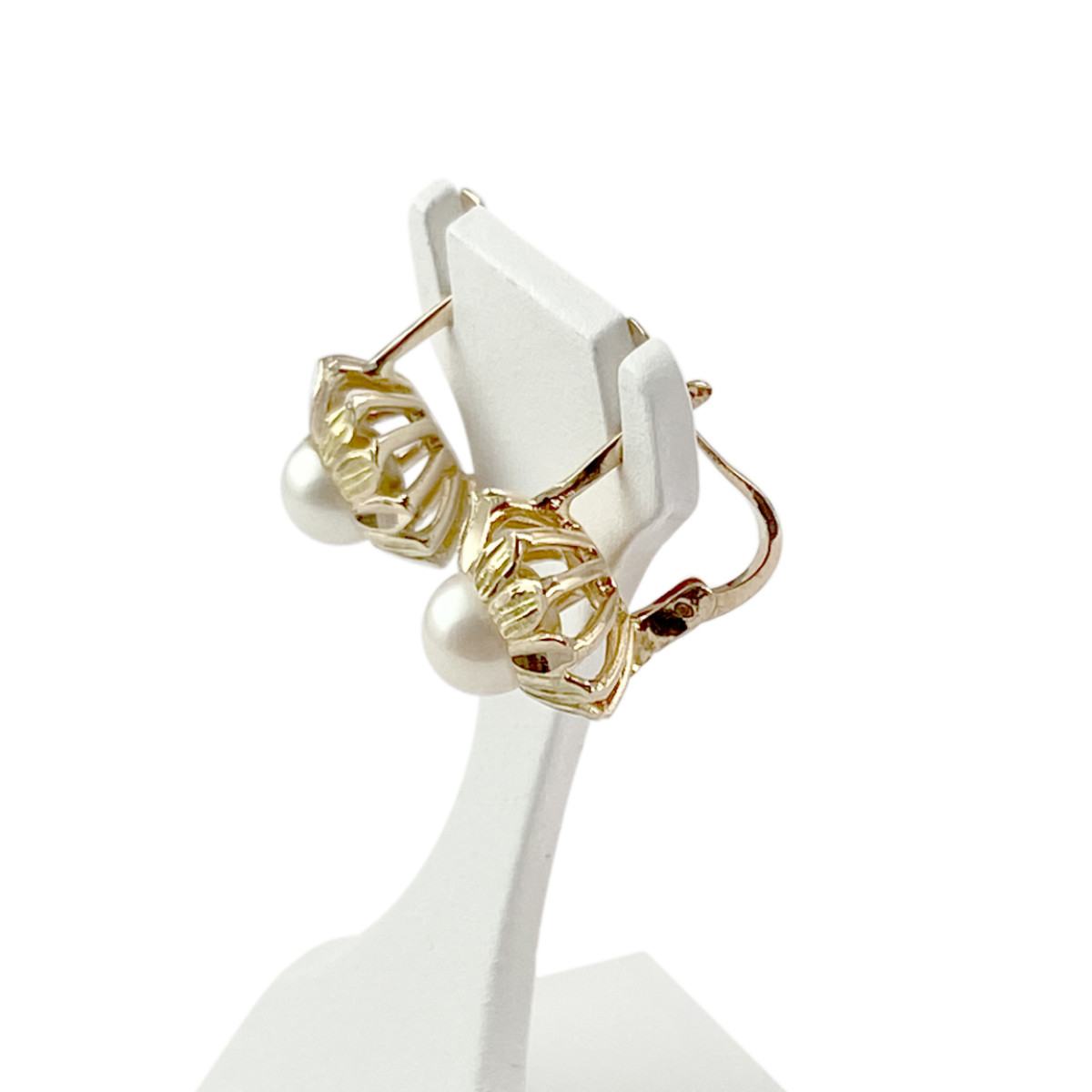 Boucles d'oreilles d'occasion or 750 jaune perles de culture