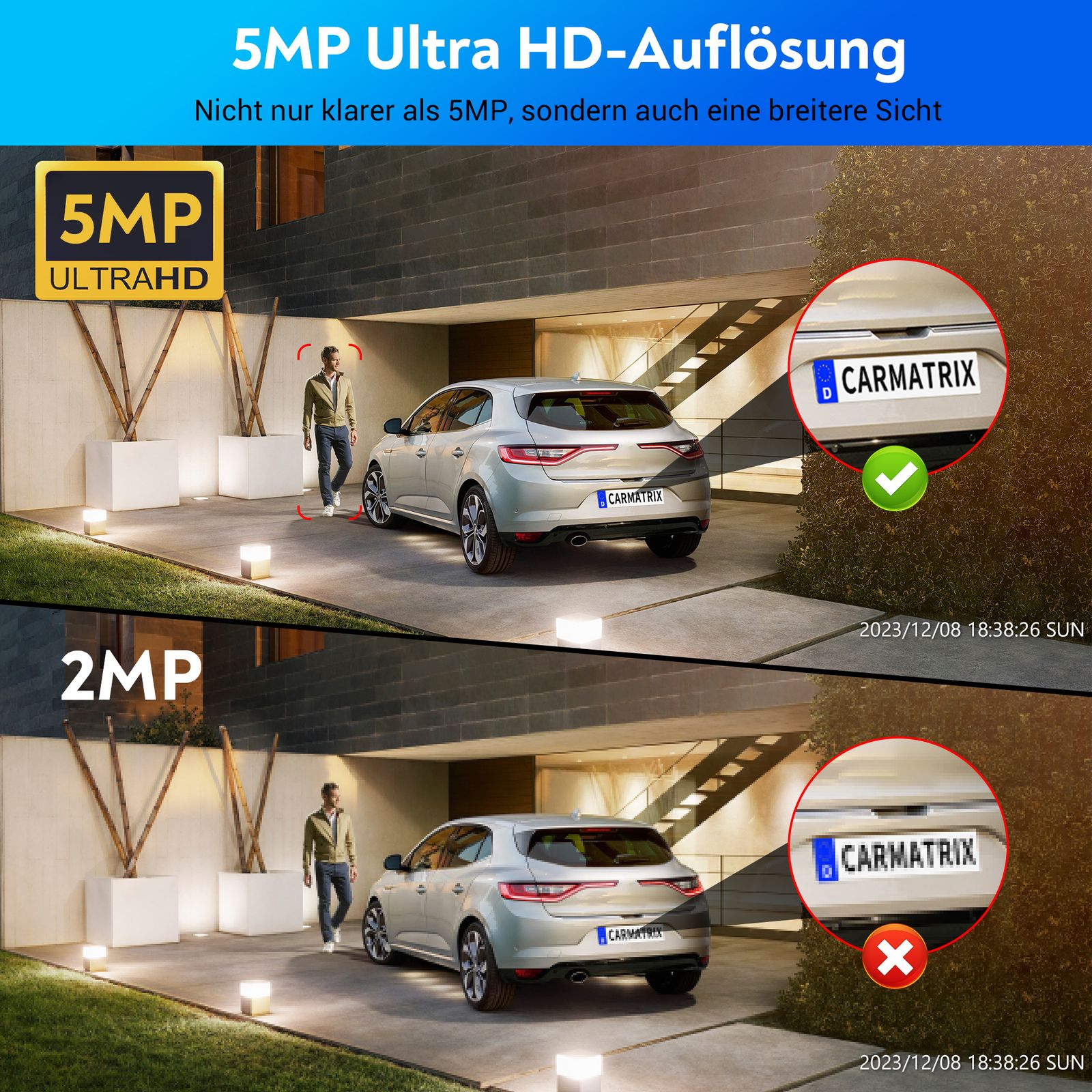 LUVISION Dual WLAN Funk Video Überwachungssystem 10 Kanal Mini NVR 5MP Überwachungskamera Set Mikrofon Cloud