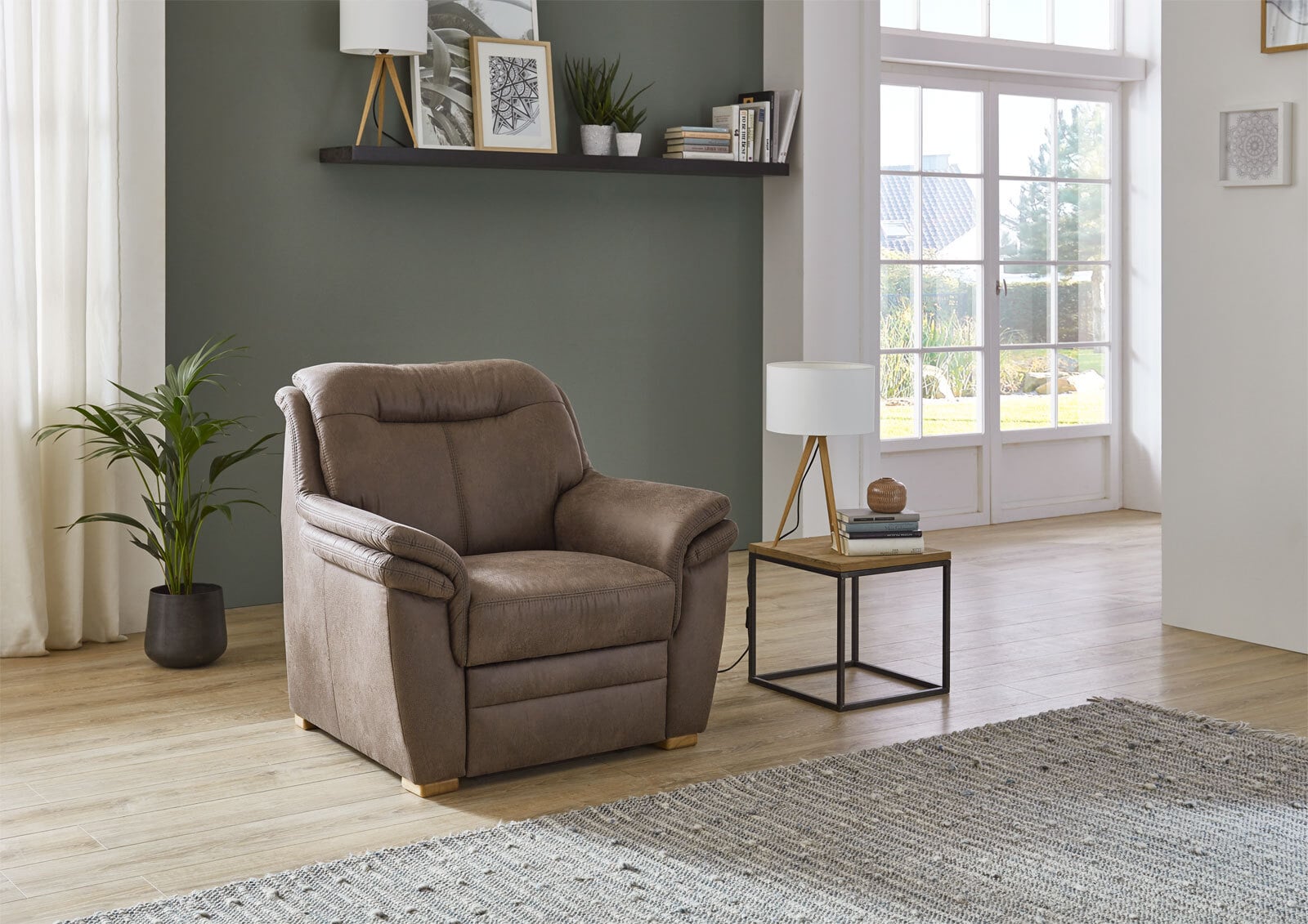 Sessel Mecheln mit ausziehbarem Fußhocker 102x96x92 cm
