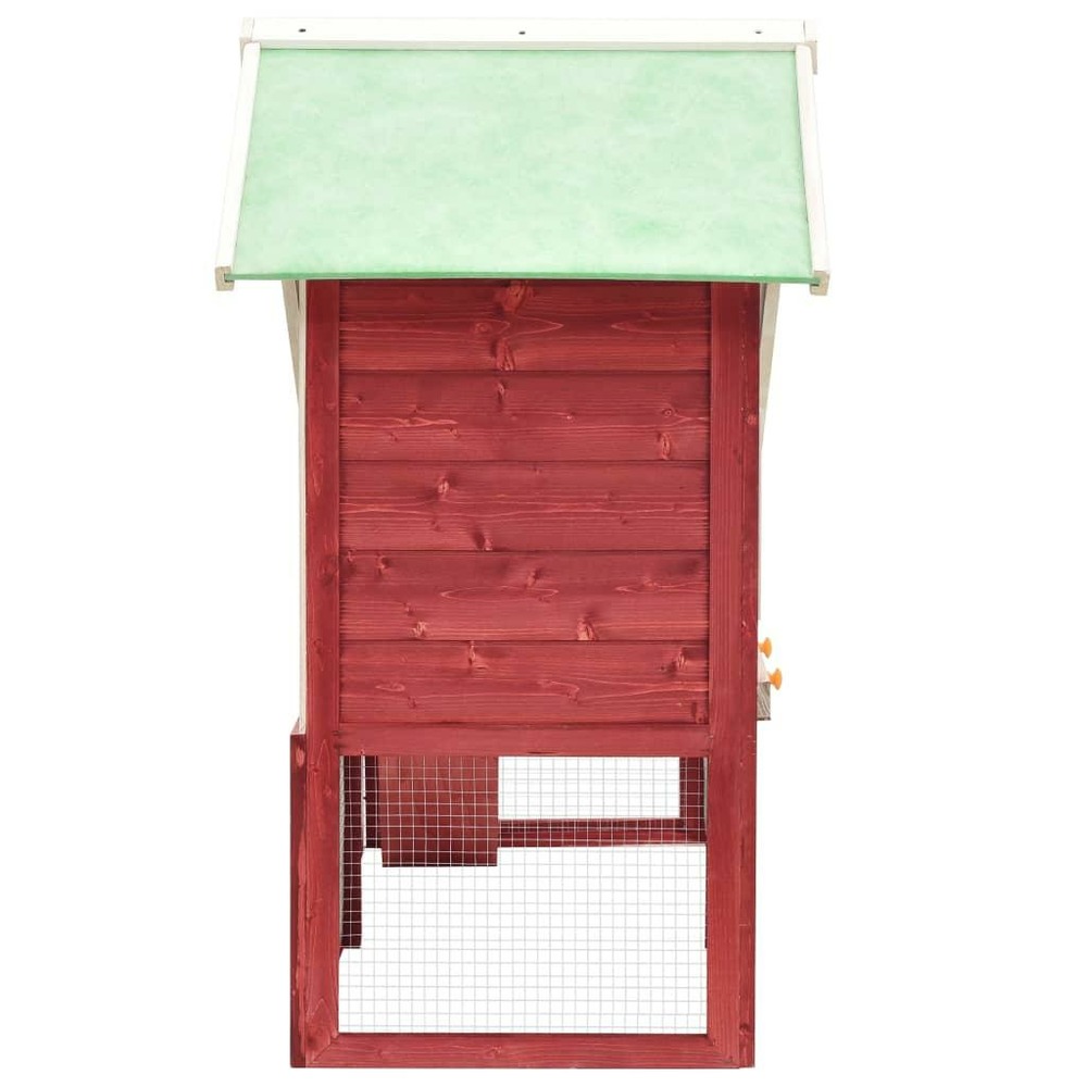 Clapier 140 x 63 x 120 cm bois de sapin massif rouge et blanc