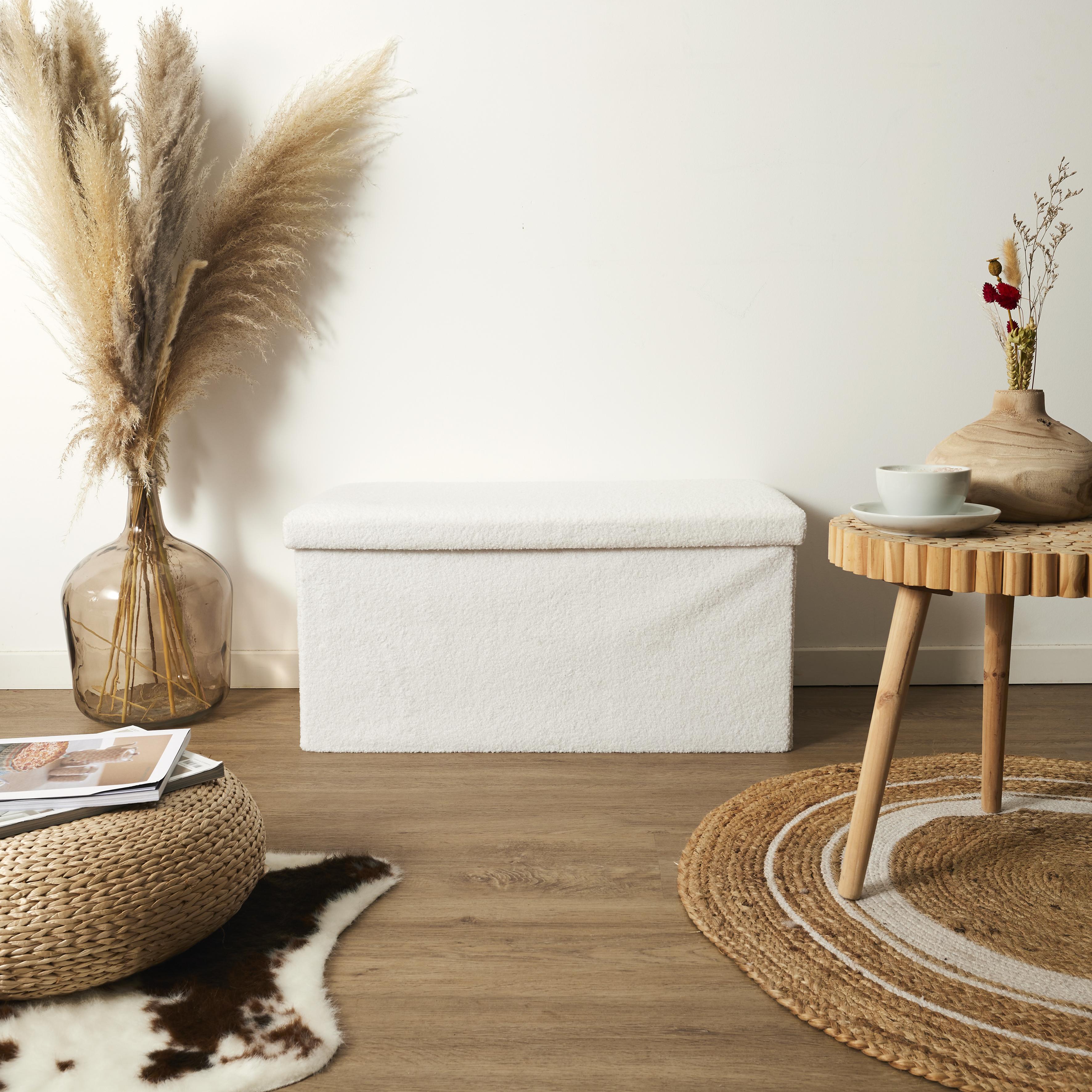 COFFRE BANC PLIABLE BOUCLETTE BLANC