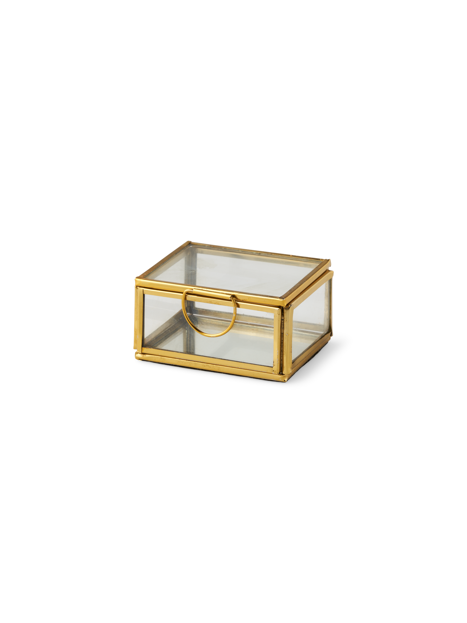 Smykkeskrin | Glas/messing. 6 x 7,5 x 4 cm. | Brass