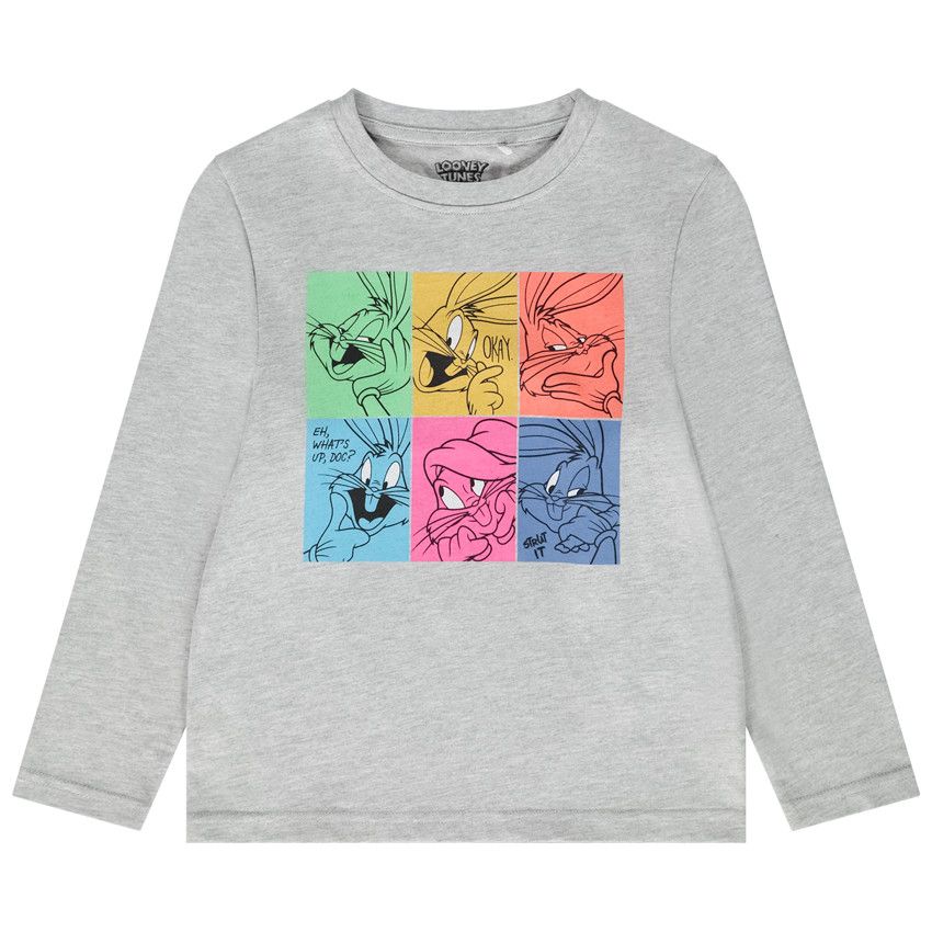 T-shirt manches longues print Bugs Bunny Looney Tunes pour garçon - Gris clair