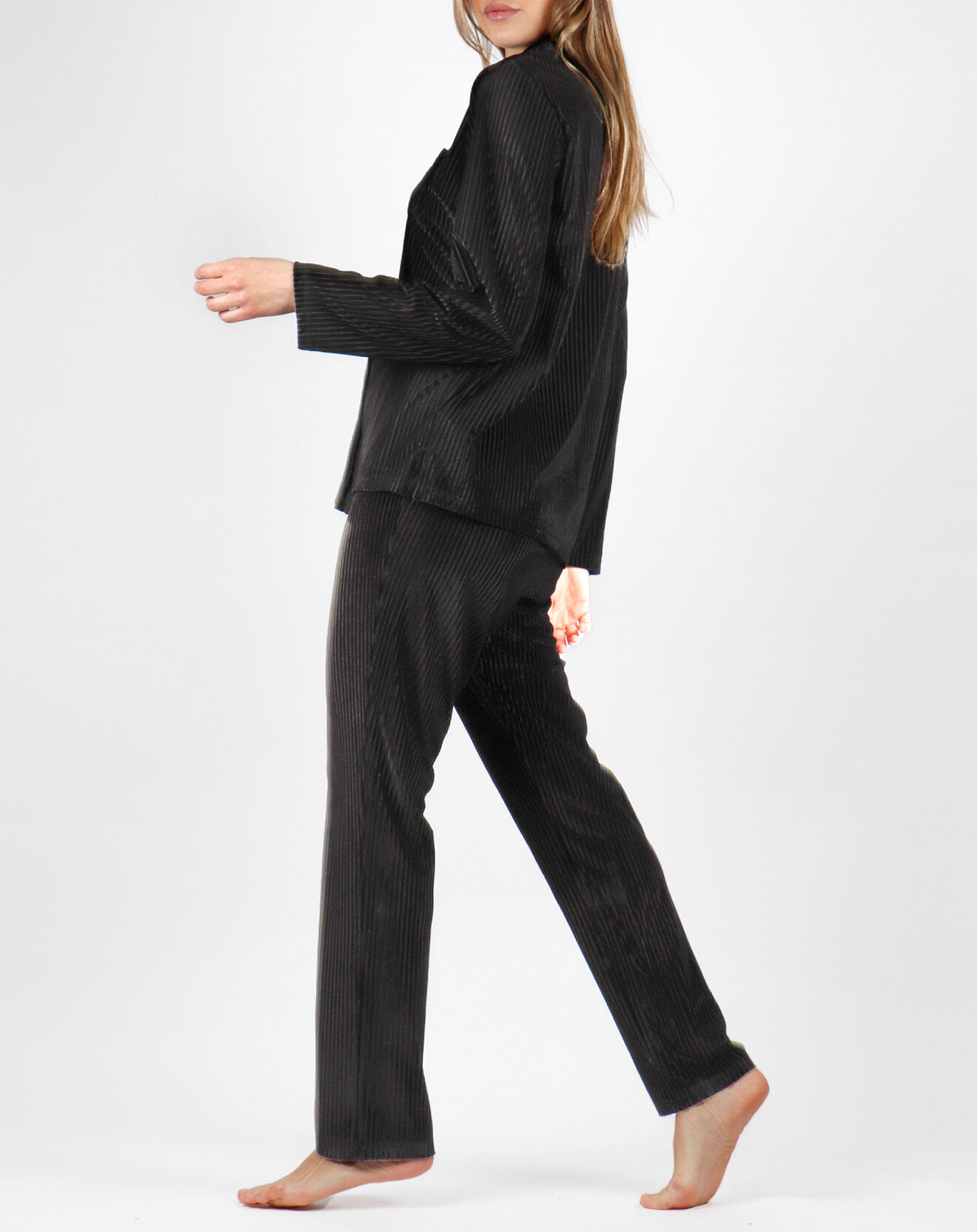 Admas Classic Pyjama T-Shirt Manches Longues & Pantalon noir