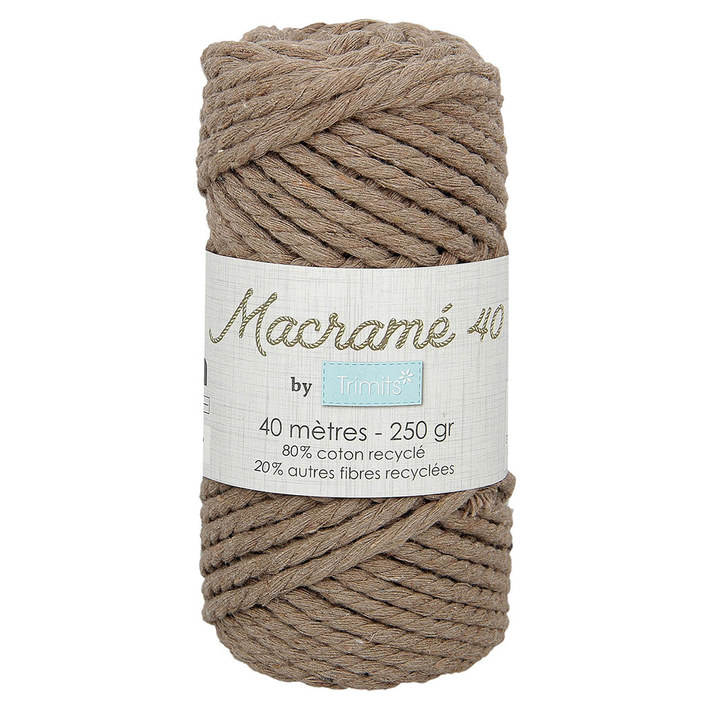 Pelote corde torsadée pour macramé marron 40m