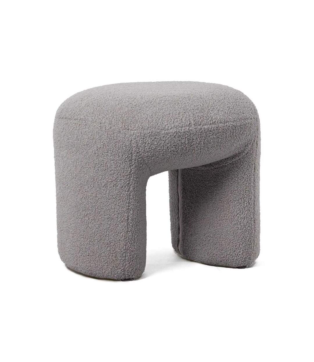Paris Prix - Pouf Tissu Bouclette aria 46cm Gris