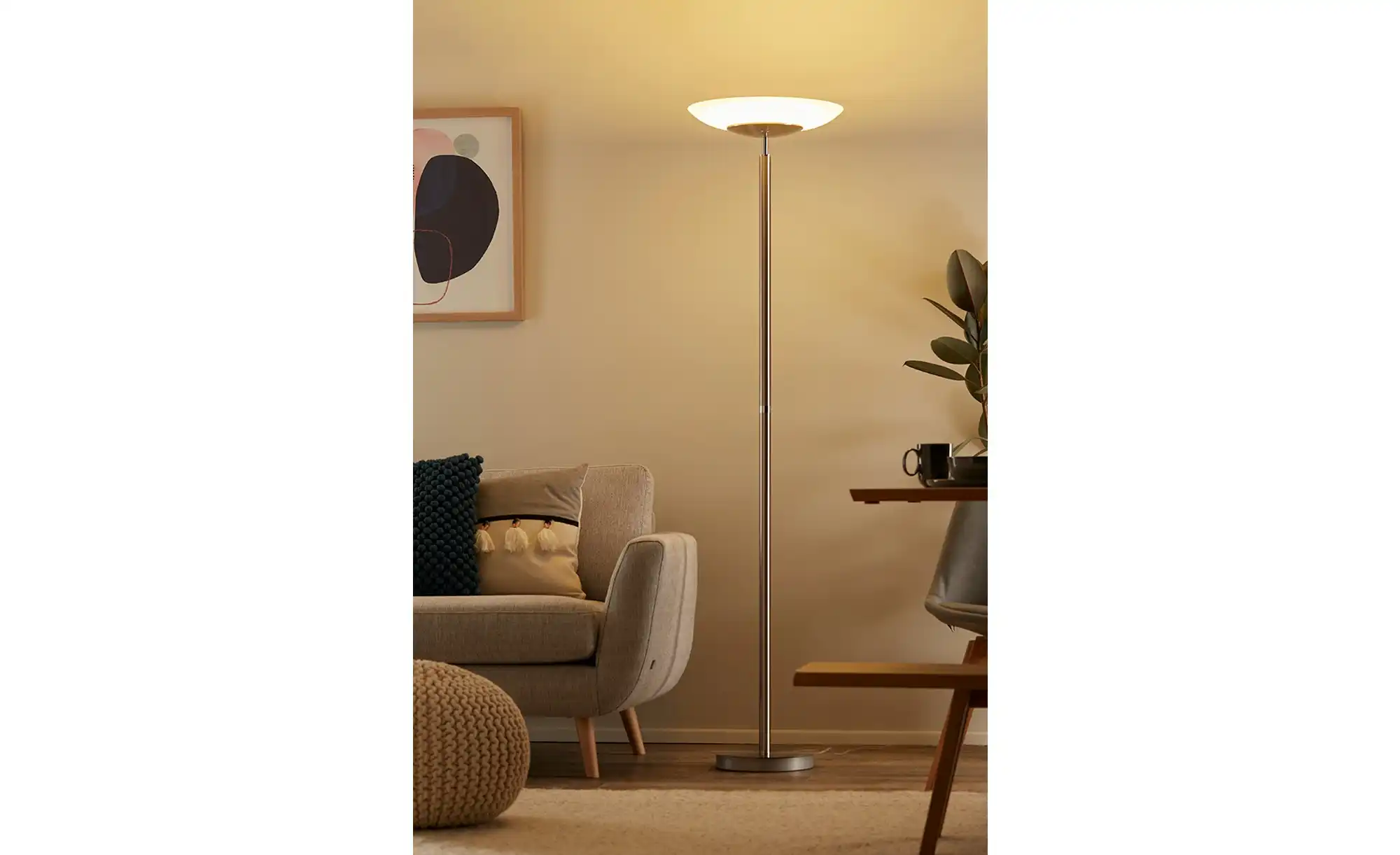 HELL-höllisch gutes Licht LED-Deckenfluter, 1-flammig, Nickel-matt