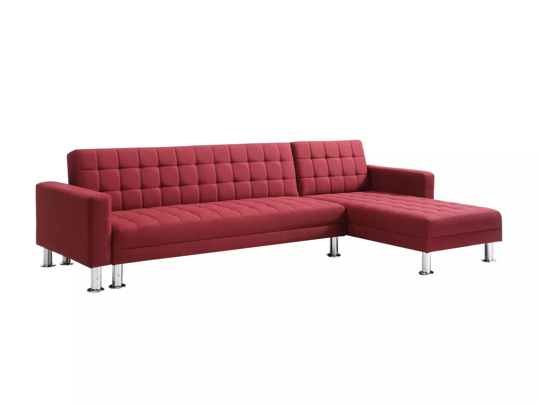 Canapé d'angle convertible et réversible en tissu rouge WILLIS II
