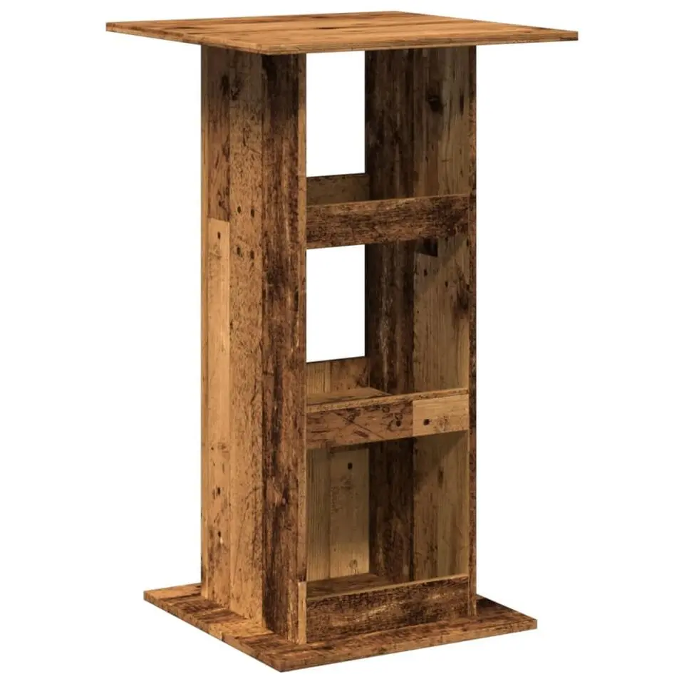 vidaXL - Bartafel met opbergruimte - Oud hout - Bewerkt hout - 60x60x102 cm