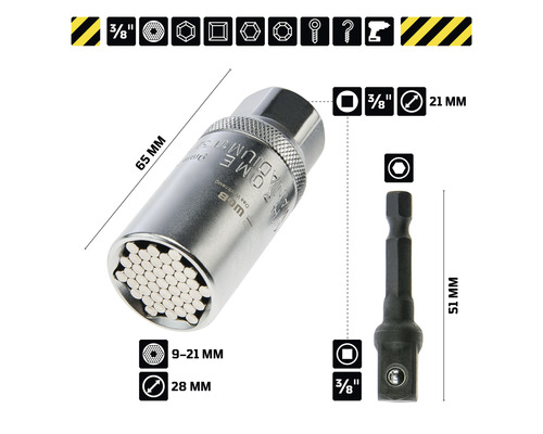 Universele dopsleutelinzet WGB incl. booradapter