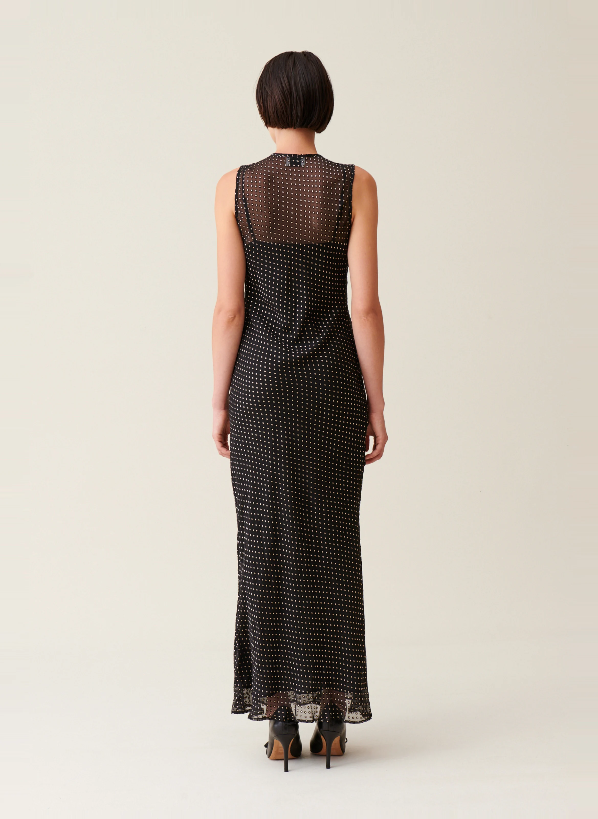 Robe longue transparente à pois | Multicolore