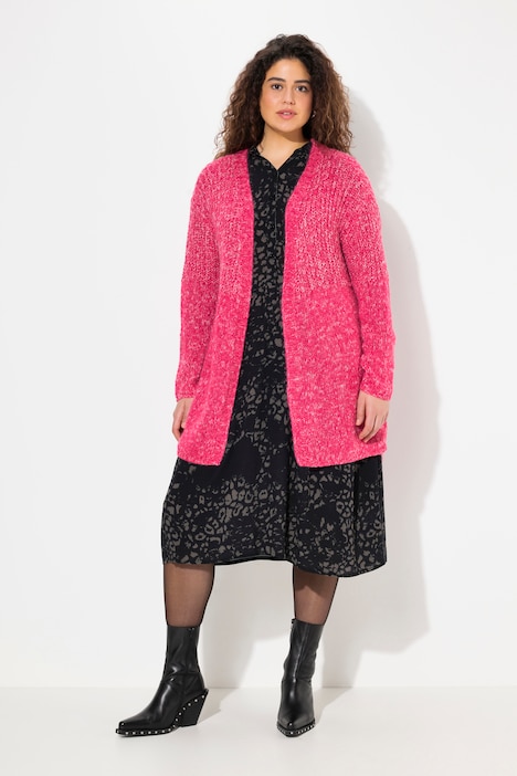 Strickjacke, Oversized, Melange-Strickmix, Langarm
