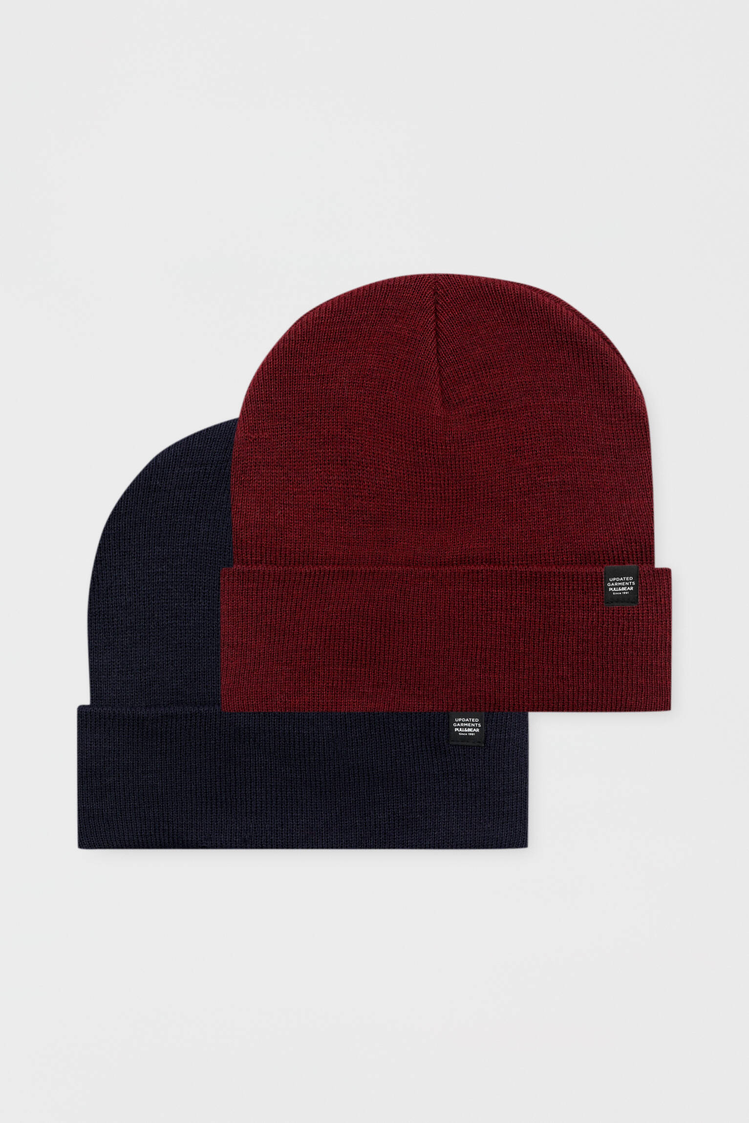 Conjunto de 2 gorros de tricô básicos - marrom/azul