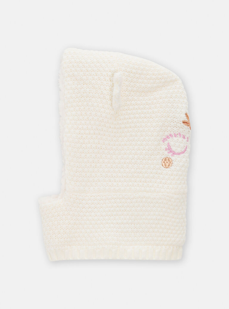 Cagoule hibou écru pour fille