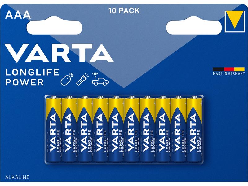 Varta Batterie Longlife Power AAA , 10 Stück Alkaline Batterie, 1.5 Volt