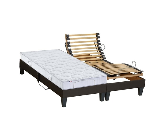 IDLITERIE - Matelas + Sommier 2 x 80 x 200 Ensemble relaxation mémoire de forme + sommier avec réglage...