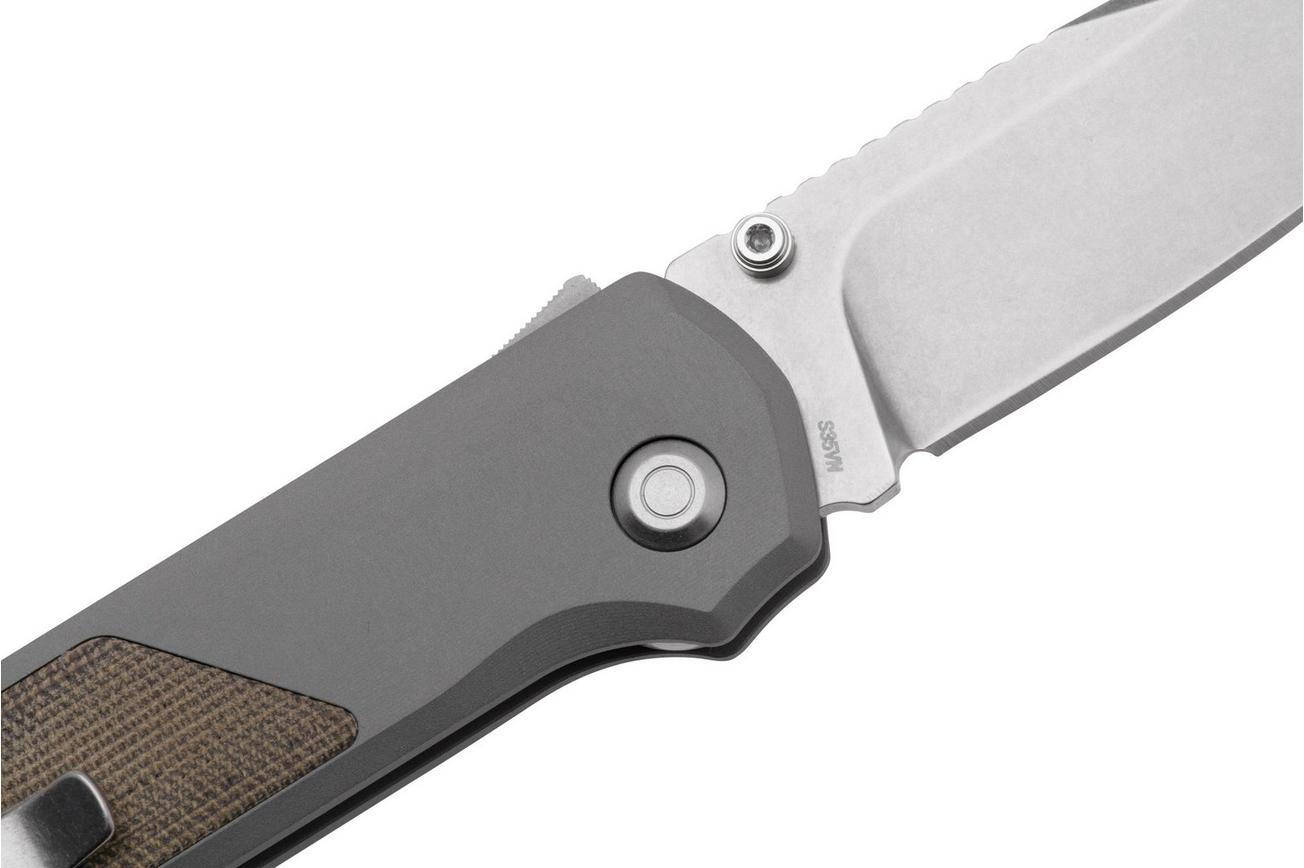 Flytanium Arcade Shark-Lock 1255 Stonewashed, Gunmetal Grey Aluminum, Green Canvas Micarta Inlay, zakmes