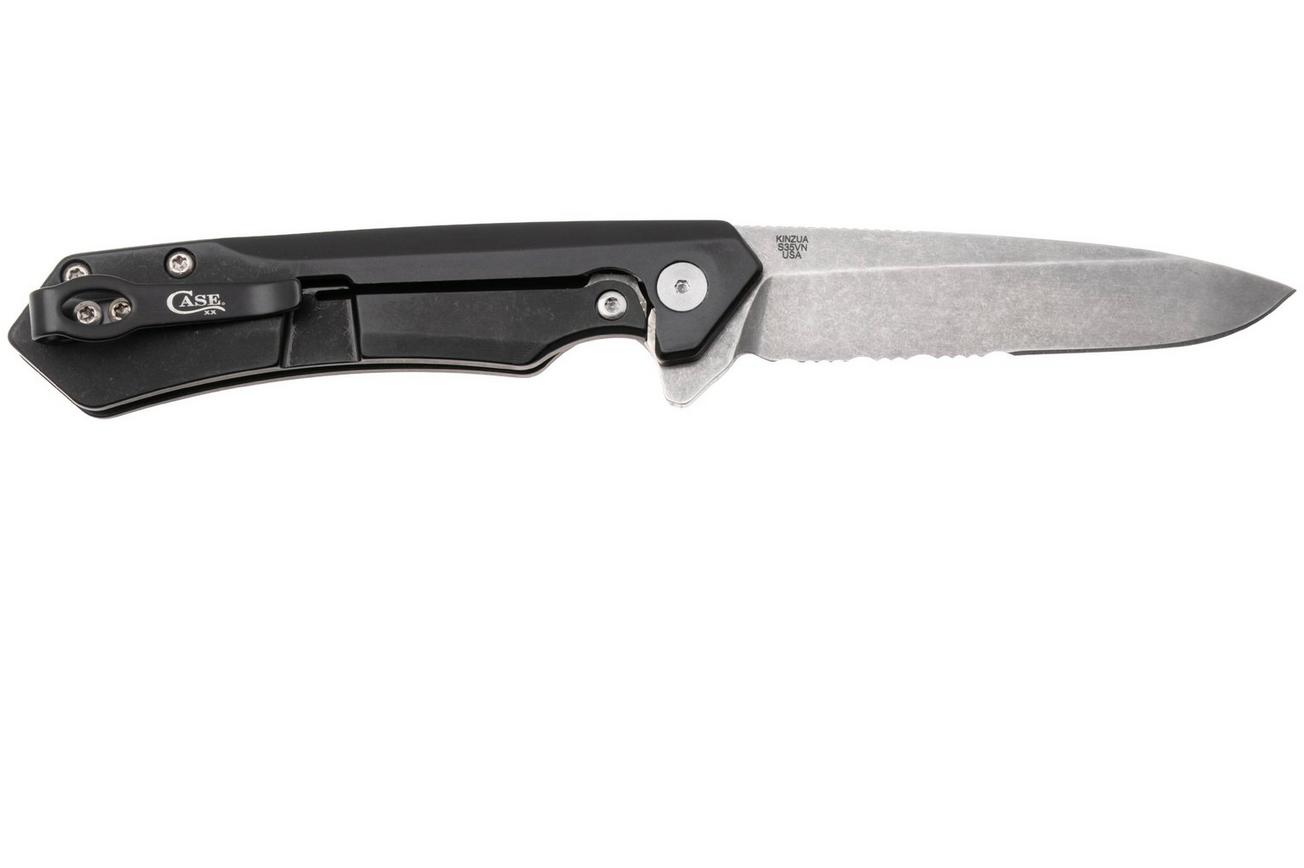Case Kinzua Spearpoint Black Anodized Aluminum, 64633, S35VN, serrated zakmes