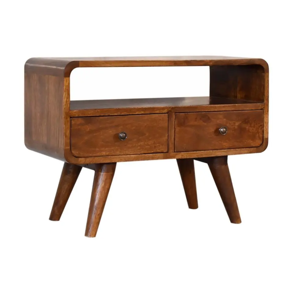 Artisan Furniture Solid hout Kastanje Gebogen TV meubel