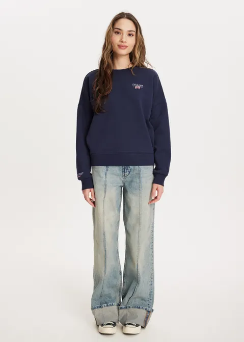 Sweater met print holiday blauw (INDIGO)