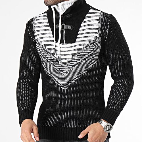 Pull Col Amplified Noir Blanc