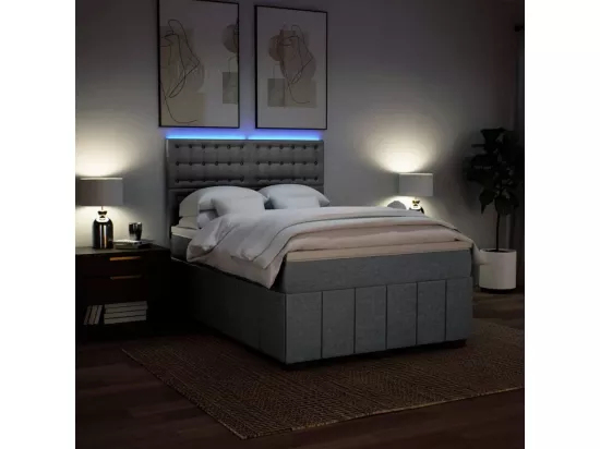 Sommier à lattes de lit avec matelas Gris clair 160x200cm Tissu