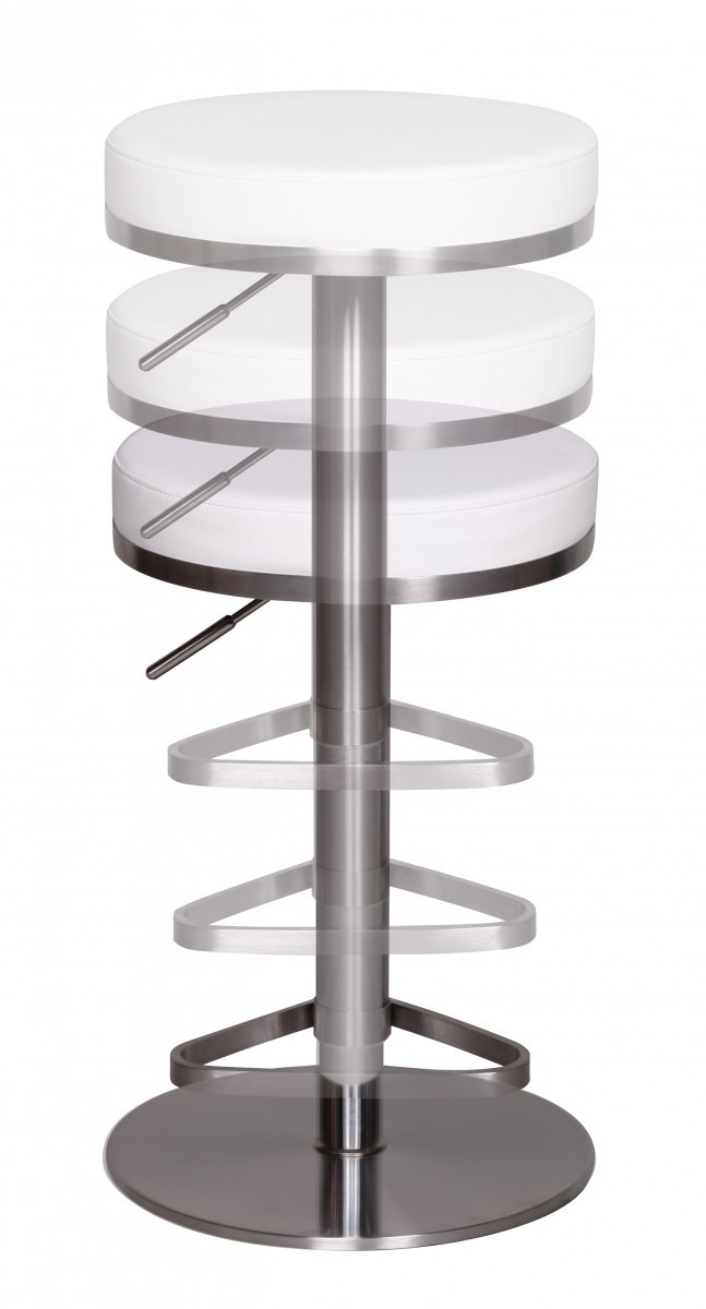 Barhocker - weiß - Kunstleder