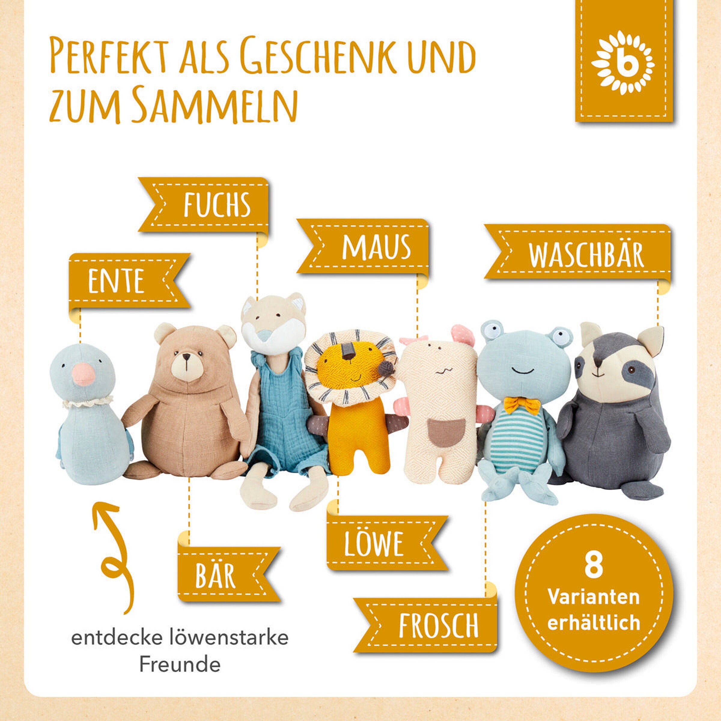 Bieco Kuscheltier Gehäkelt Löwe - ab Geburt Gelb