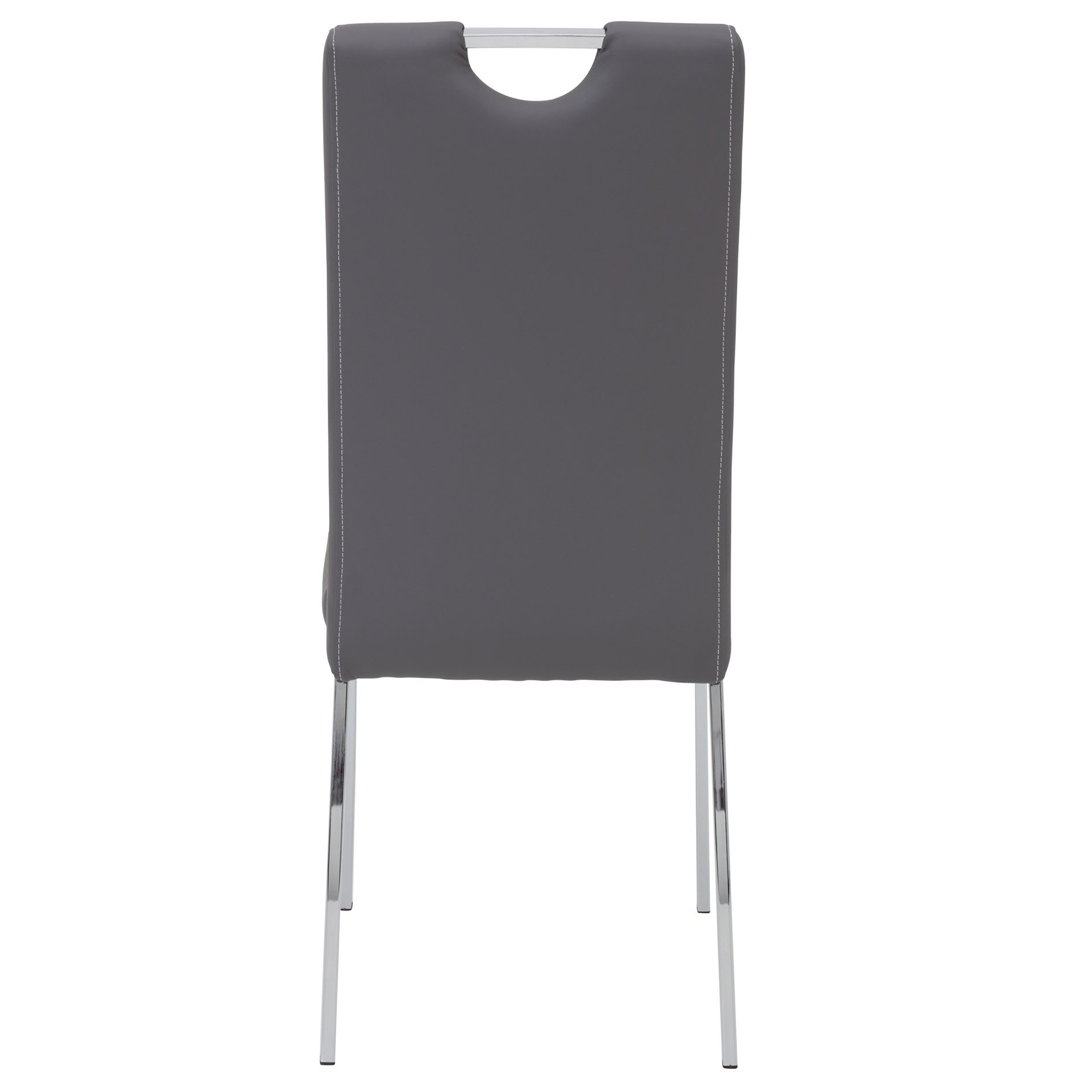 4er-Set Polsterstühle - grau-chromfarben - Kunstleder