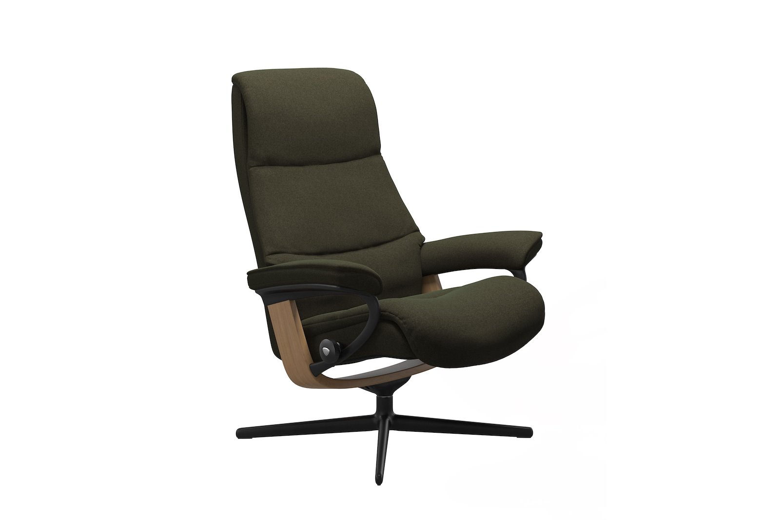 View lenestol Tekstil Calido Green – Cross understell – Sort – Eik - Medium