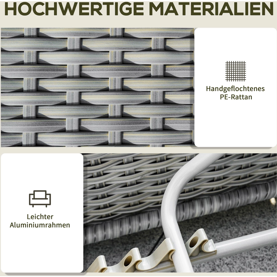 Outsunny Gartenmöbel Set mit Beistelltisch grau