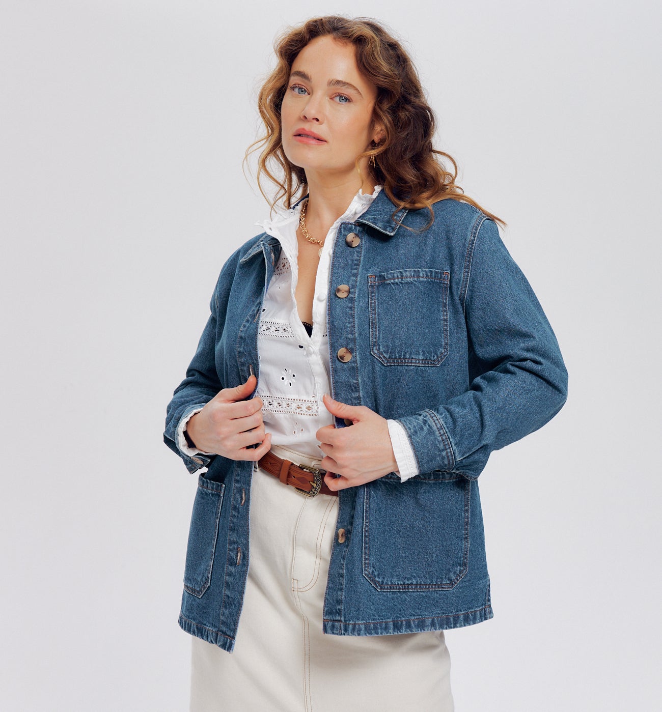 Veste surchemise en jean ALMA - Jean brut