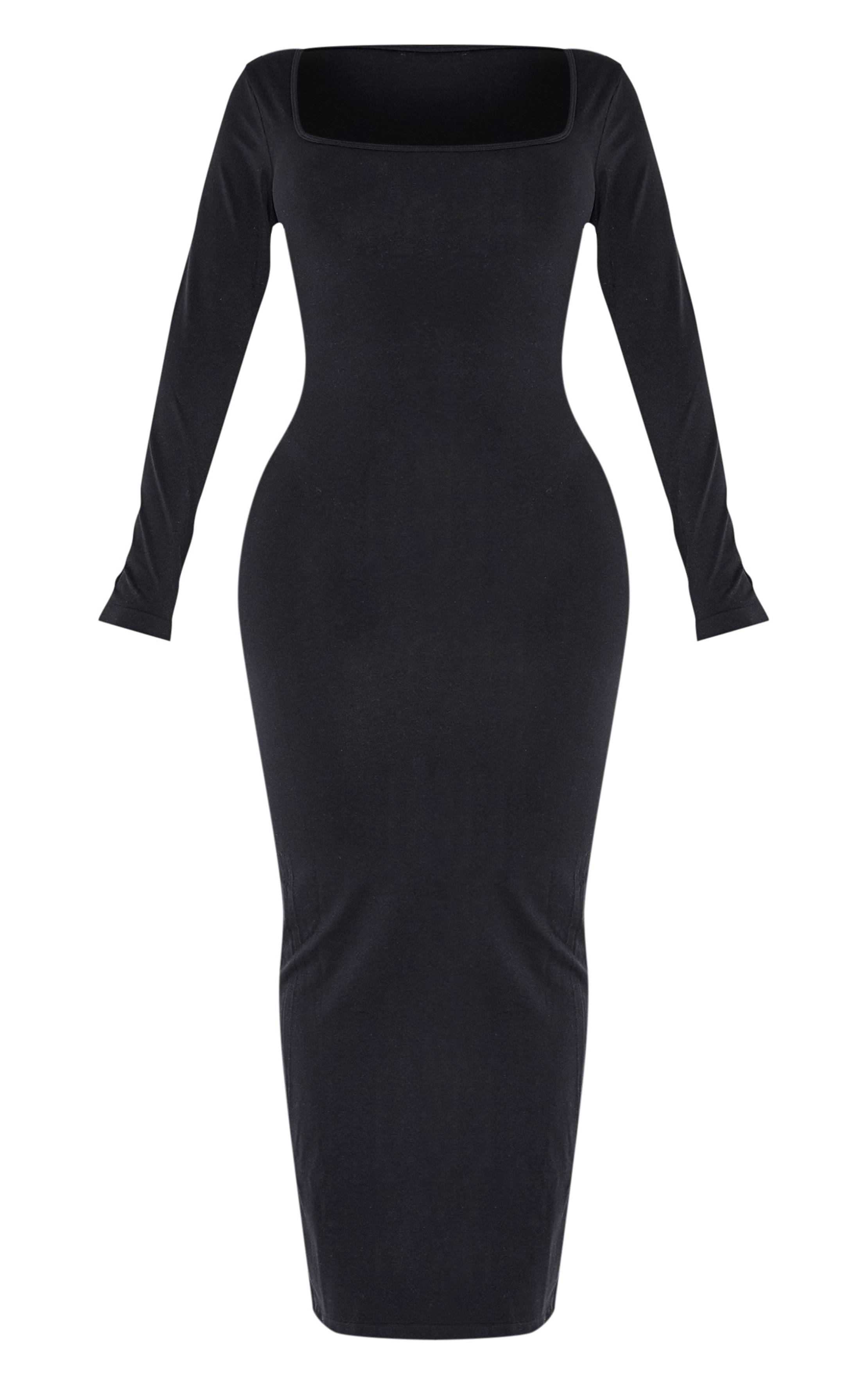 Noir Robe Maxi Moulante Sans Couture À Manches Longues Shape