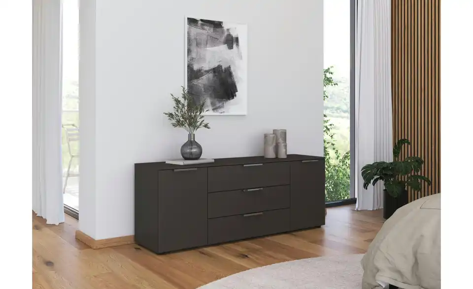 Sideboard Graphit Graphit Front: Dekor, Oberboden: Dekor verchromt