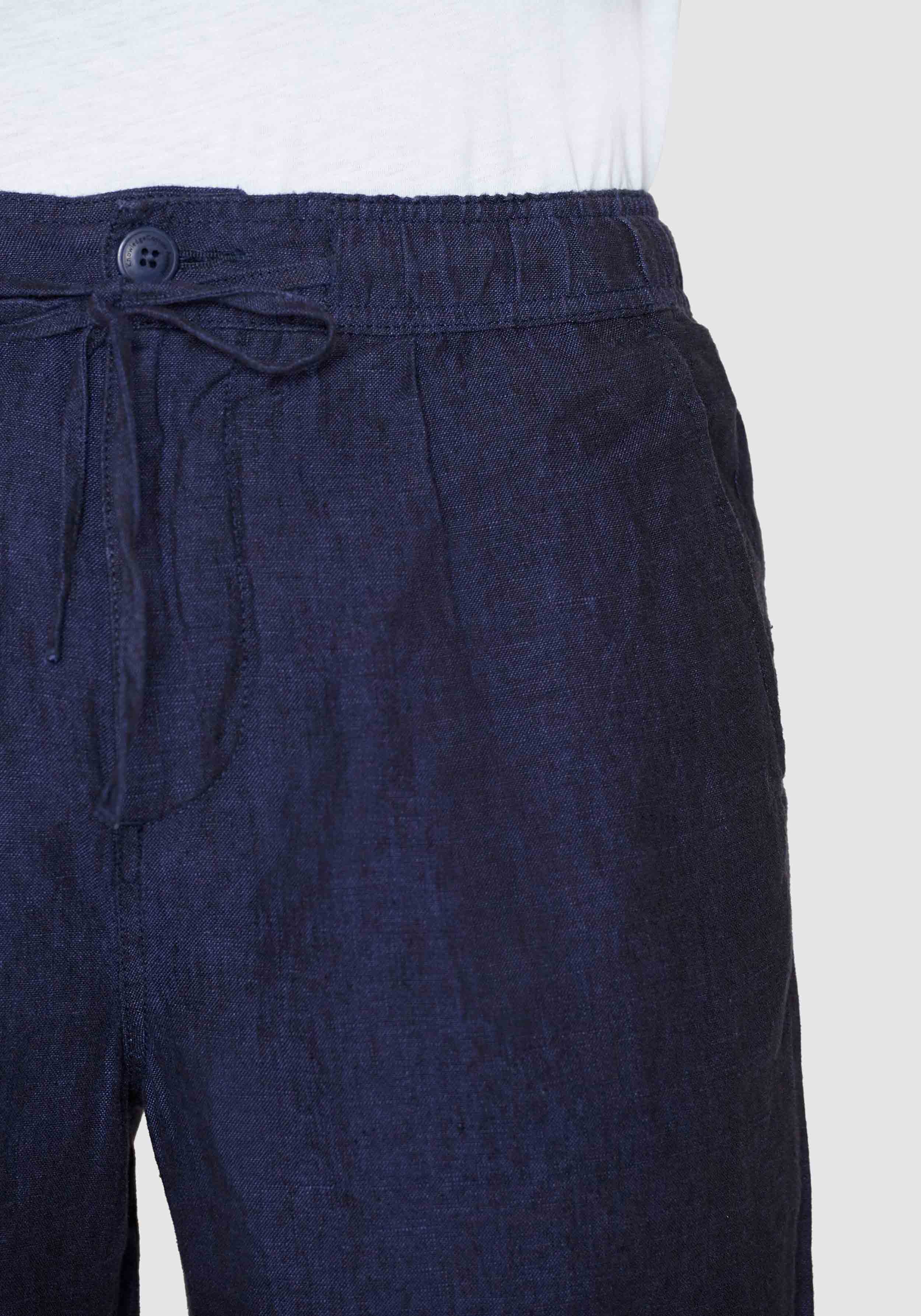 Knowledge Cotton Apparel Leinenshorts Fig Loose Yarndyed - Total Eclipse