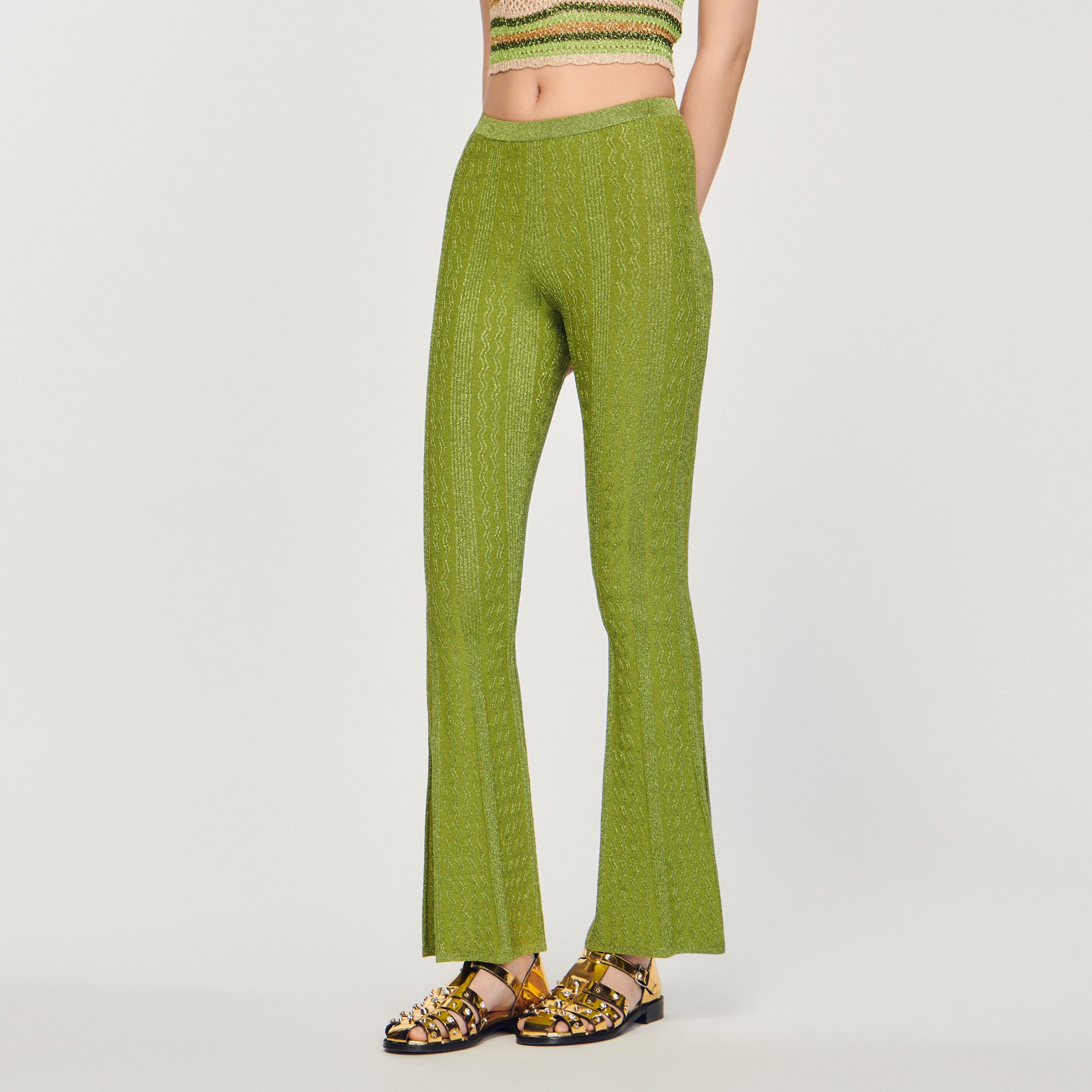 Pantalon en maille metallisee