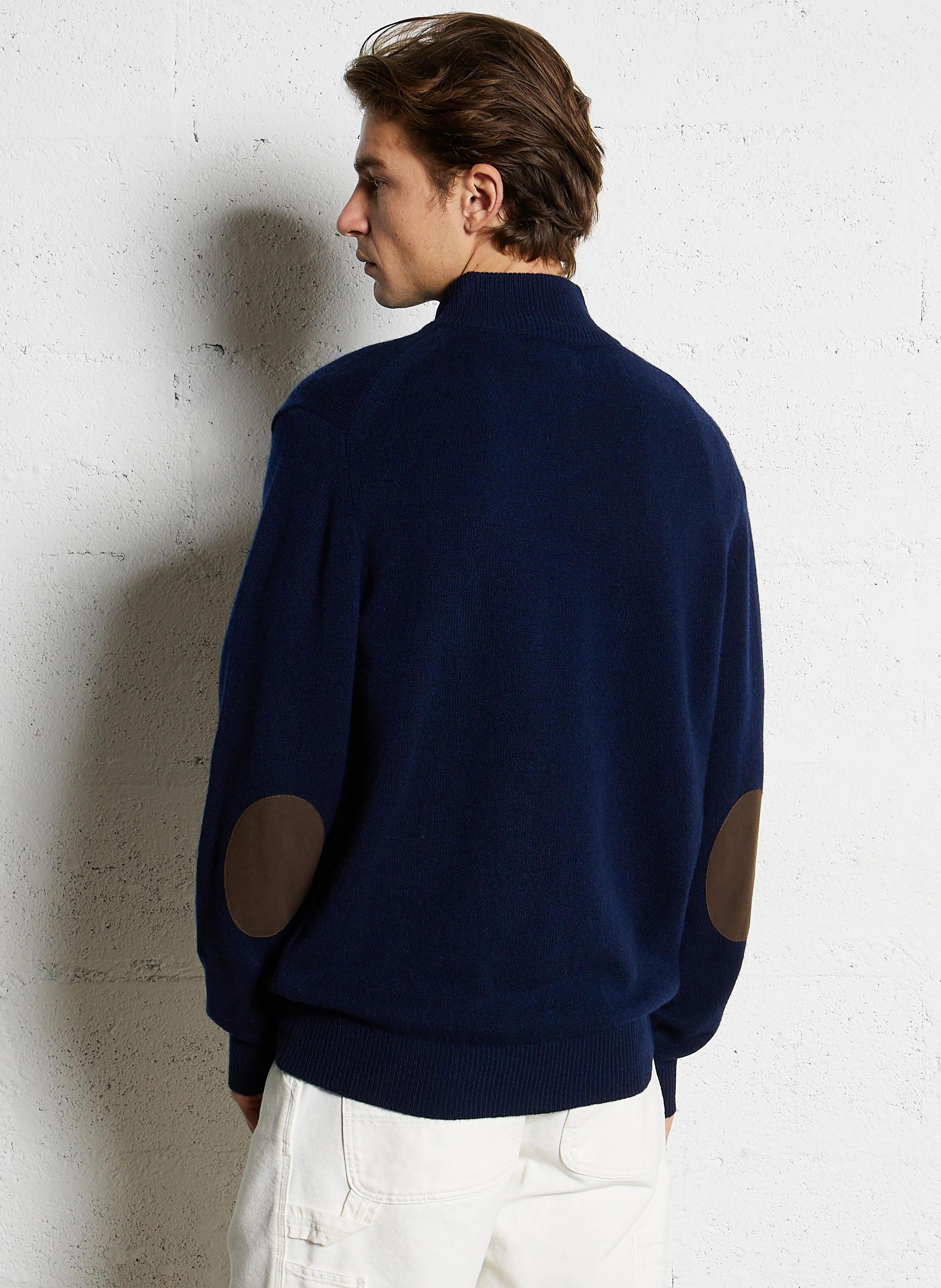 Pull zippé en laine | Bleu