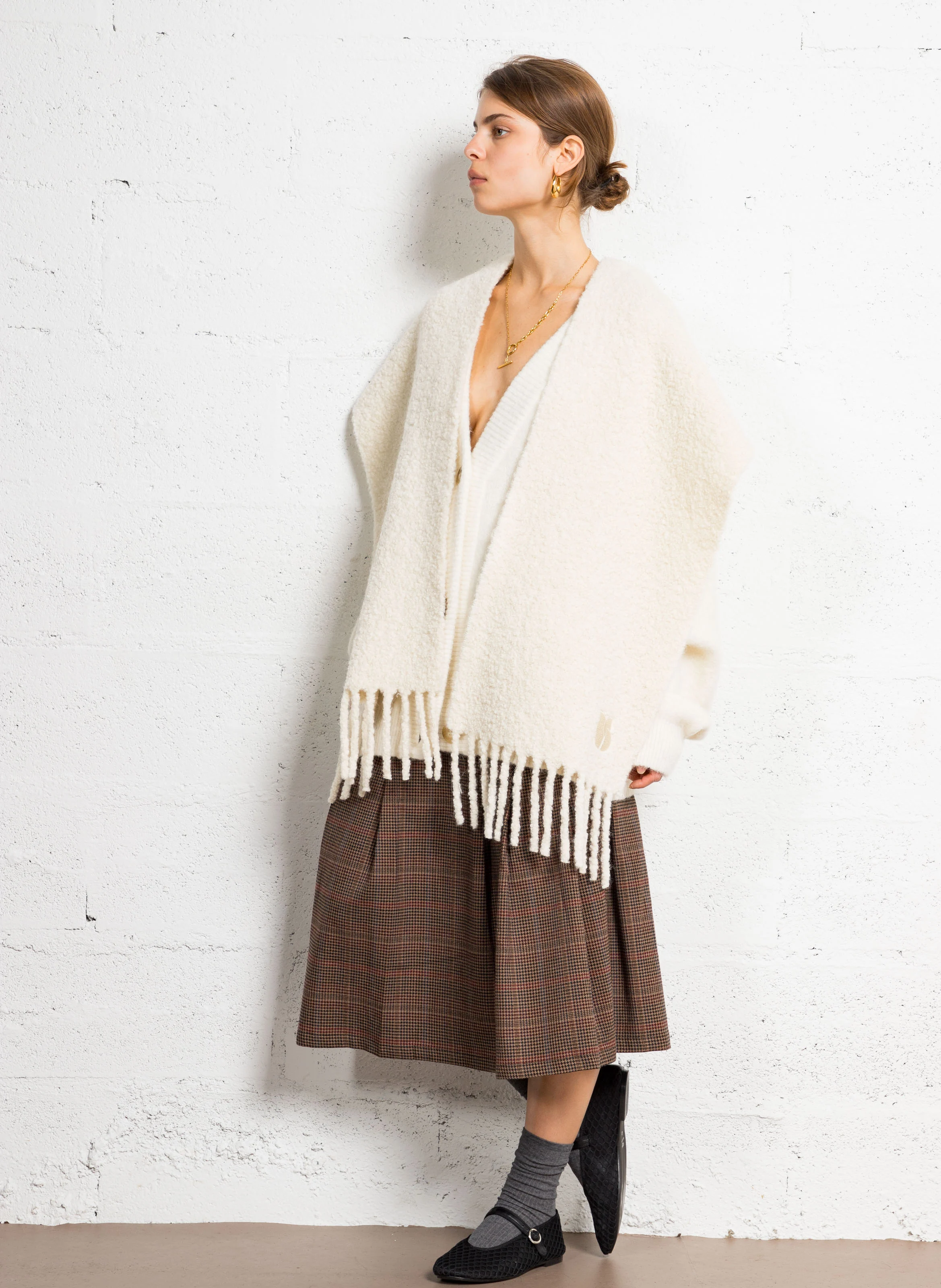 SASHA - Echarpe à franges | Beige