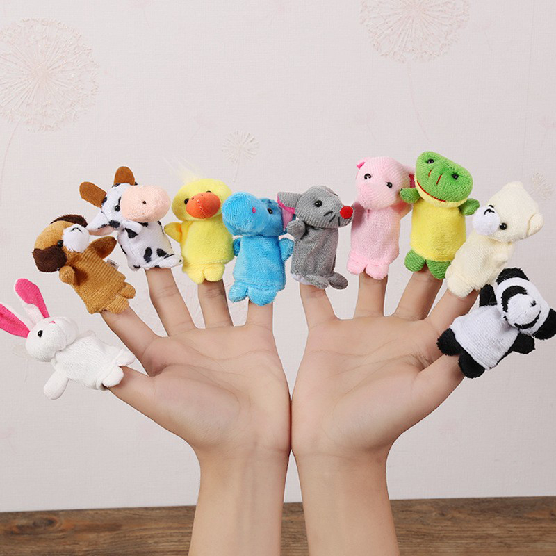 (10er Set) Lustige Tier Fingerpuppen Plüsch Spielzeug Puppenspiel - Bunt