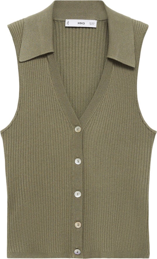 MANGO Buttoned knit top Beige - khaki