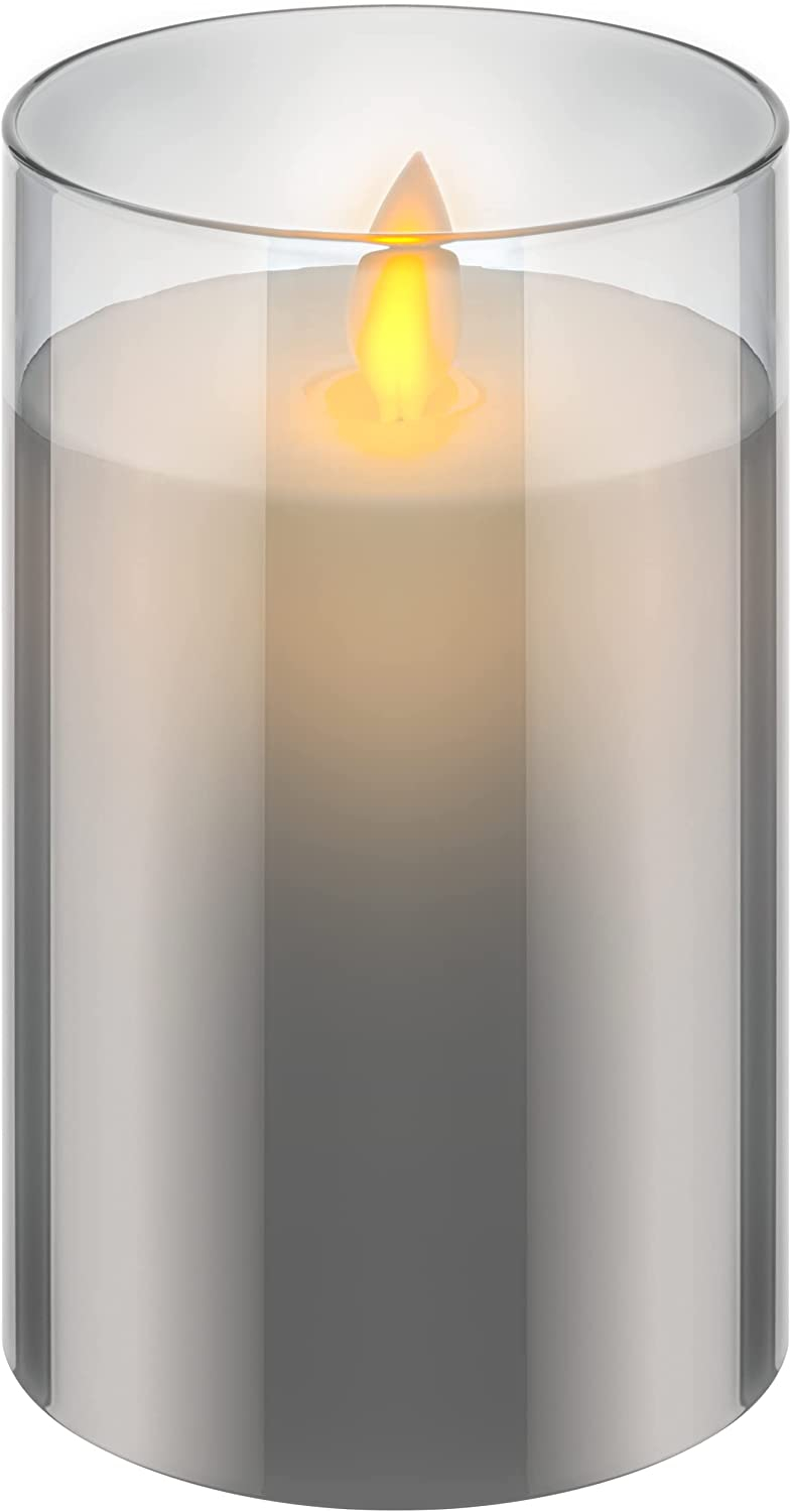(3er Set) Echtwachs LED Kerze Home Deko Stimmungsleuchte im Glas (Batteriebetrieben) - Warmweiss