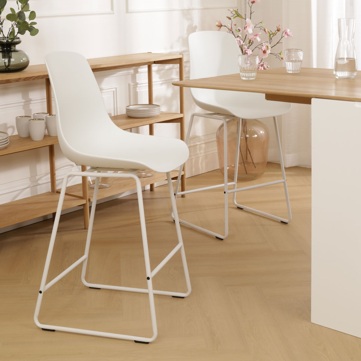 Barkruk Nino-Pip wit - wit onderstel - 75 cm