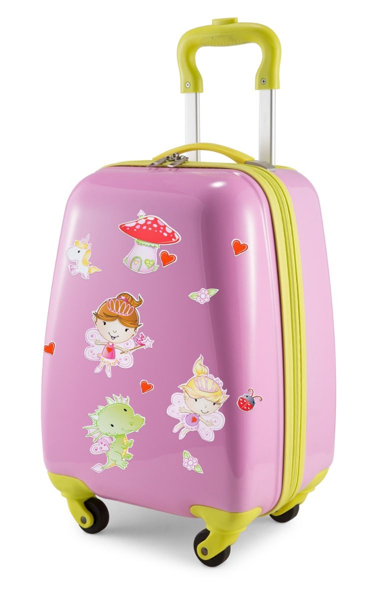 Para crianças - Mala infantil com adesivos refletivos de piratas, mala infantil rígida, bagagem de mão, 24 litros