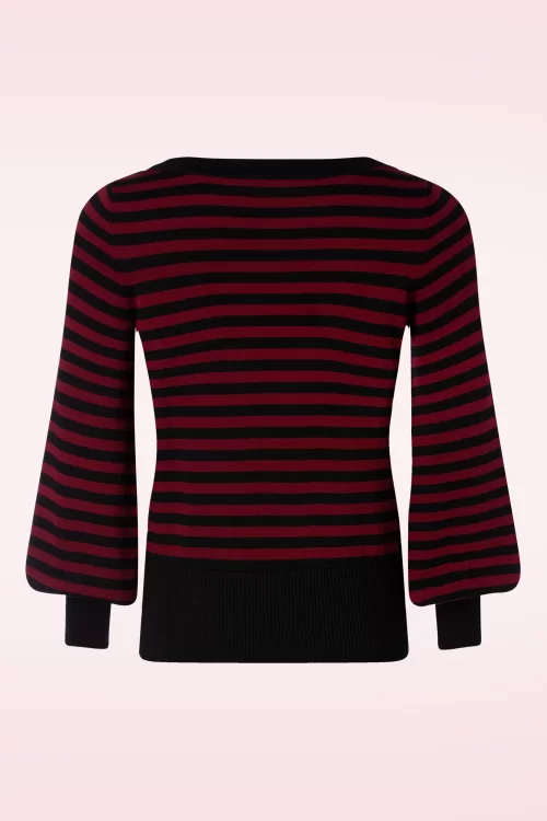 King Louie Marie Bell Loop Stripe top in cabernet rood