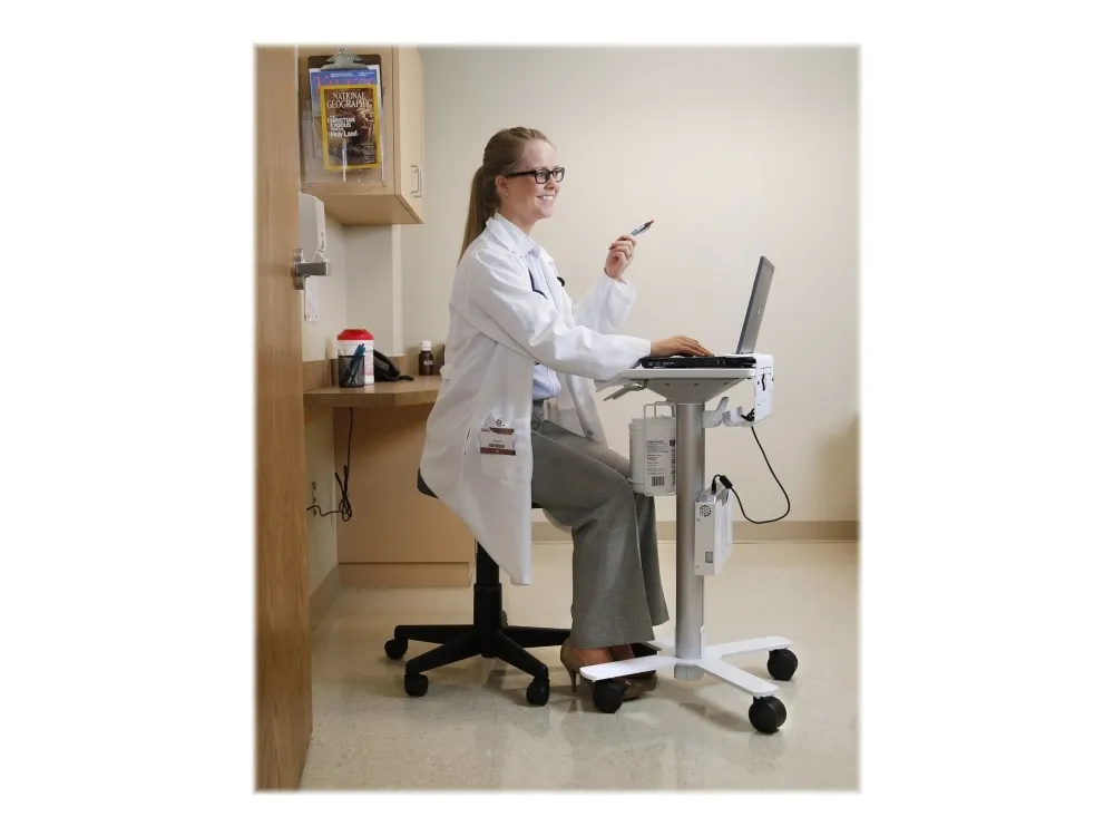 Ergotron StyleView - Vogn med hjul - til let brug - for notebook/stregkodescanner - medicinsk - stål - hvid, aluminium - skærmstørrelse: op til 17