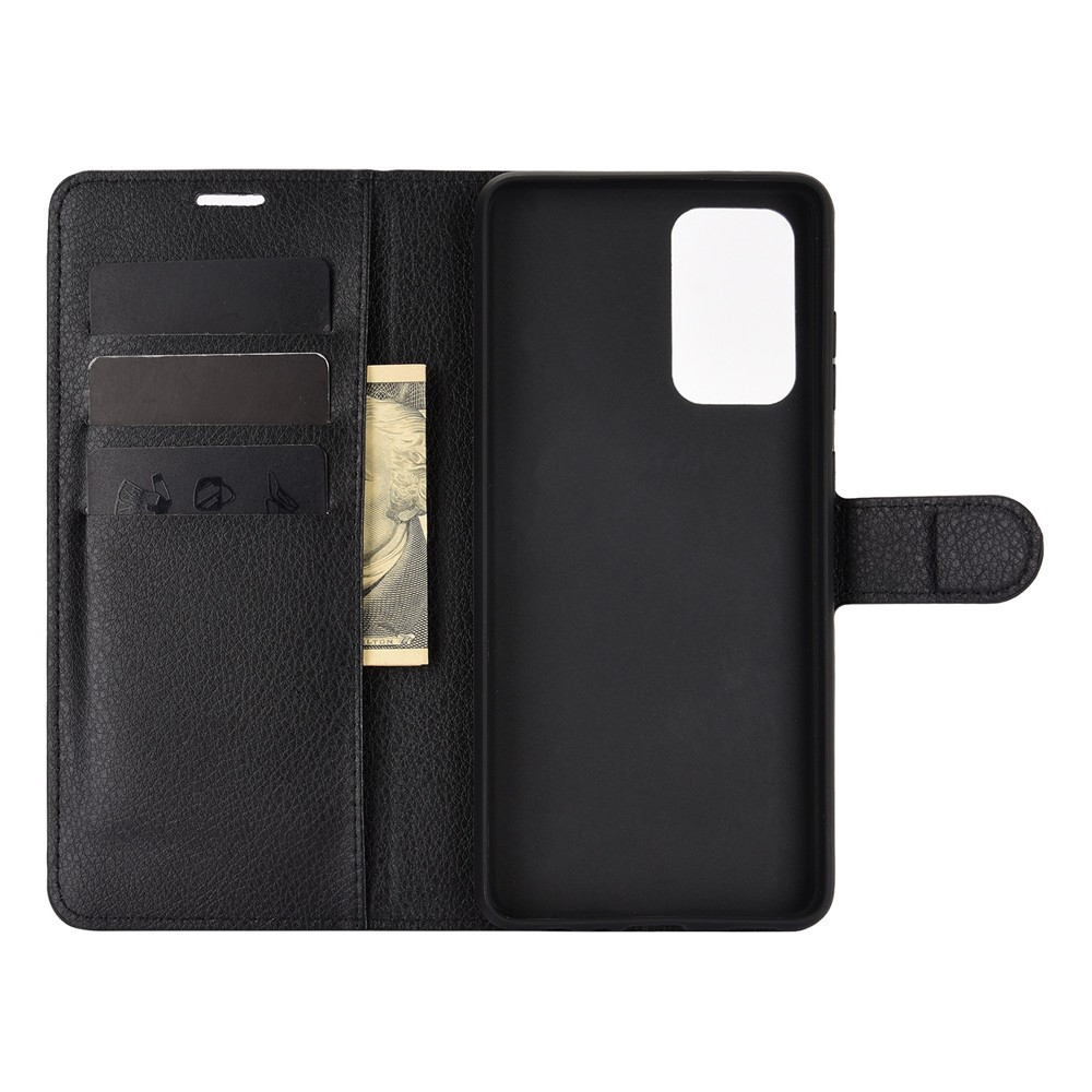 Samsung Galaxy A52s 5G / A52 (5G) Leder Tasche Flip Cover Litchi Look - Schwarz