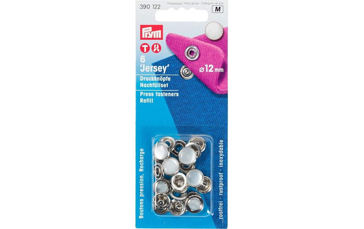 Druckknöpfe Jersey Kappe Weiss, 12 mm, 6 StückNähfreie Druckknöpfe zum Nachfüllen