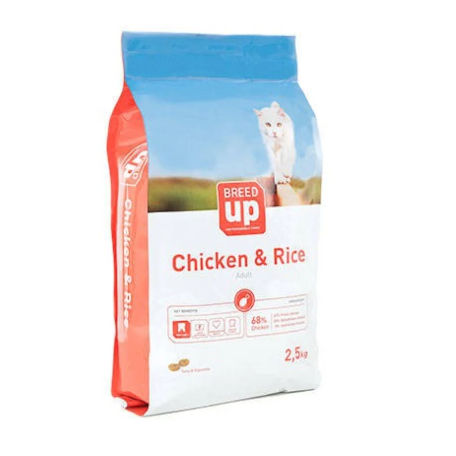 Ração para gatos adultos Breed Up com frango e arroz