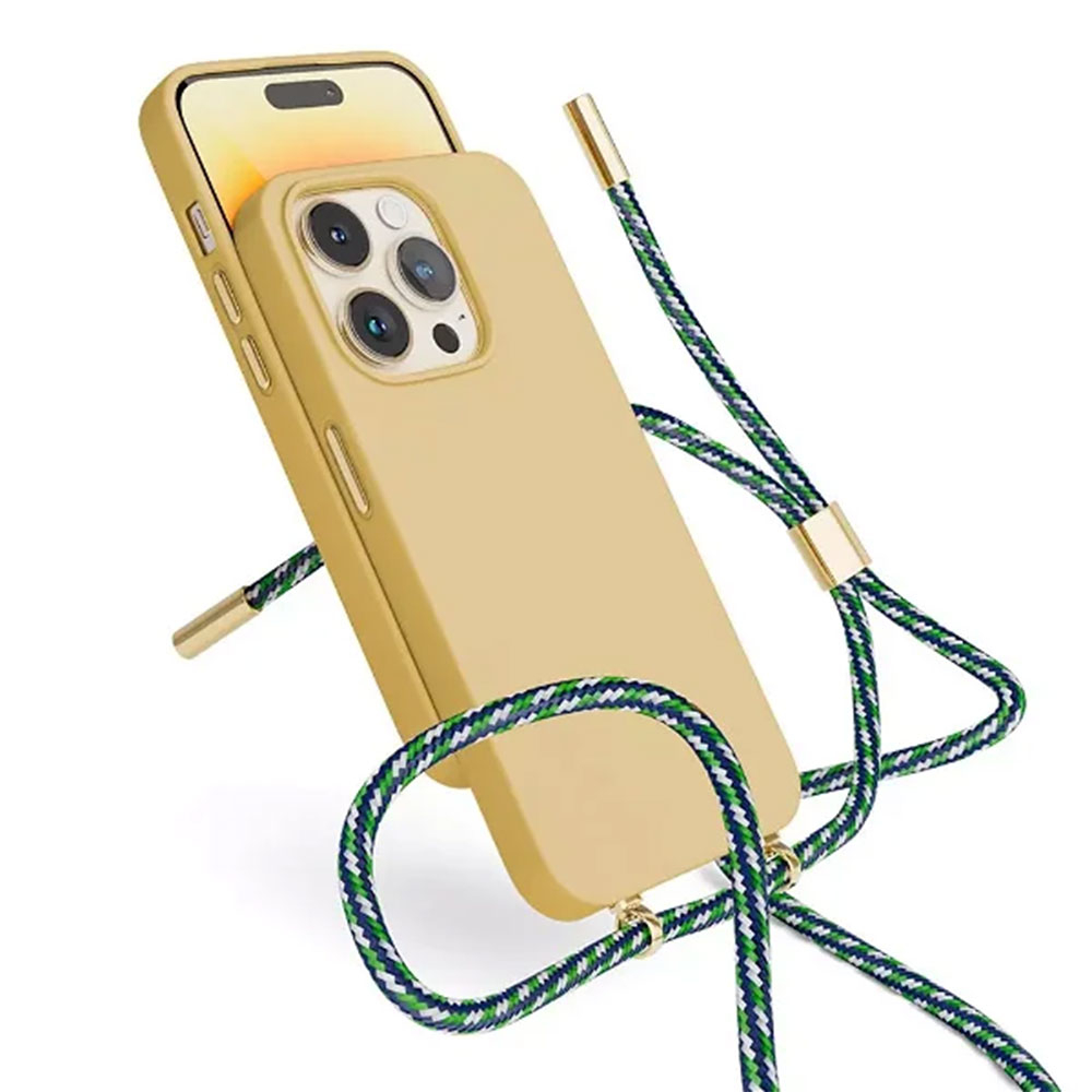 iPhone 14 / iPhone 13 Necklace Hülle abnehmbare Handykette Silikon Case (69210101700001) - Gelb / Grün